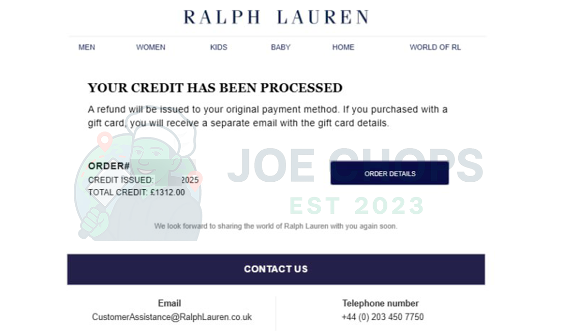 Ralph Lauren Order Success